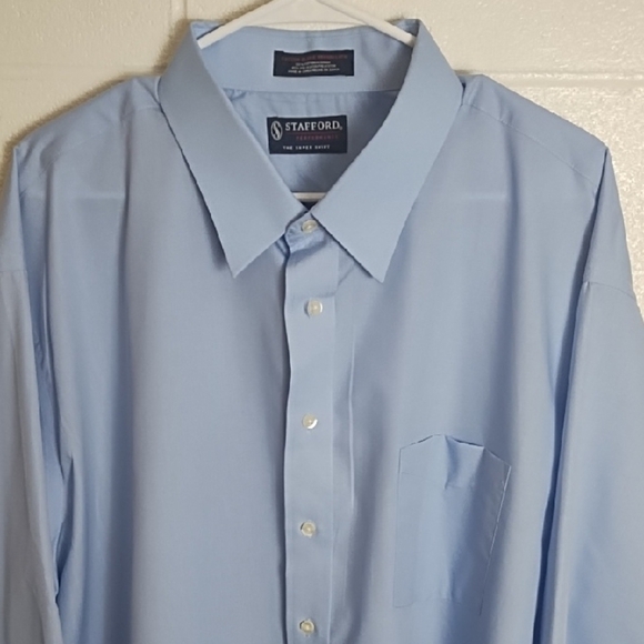 Stafford Light Blue Performance The Super Shirt Men's Dress Shirt - Picture 13 of 13